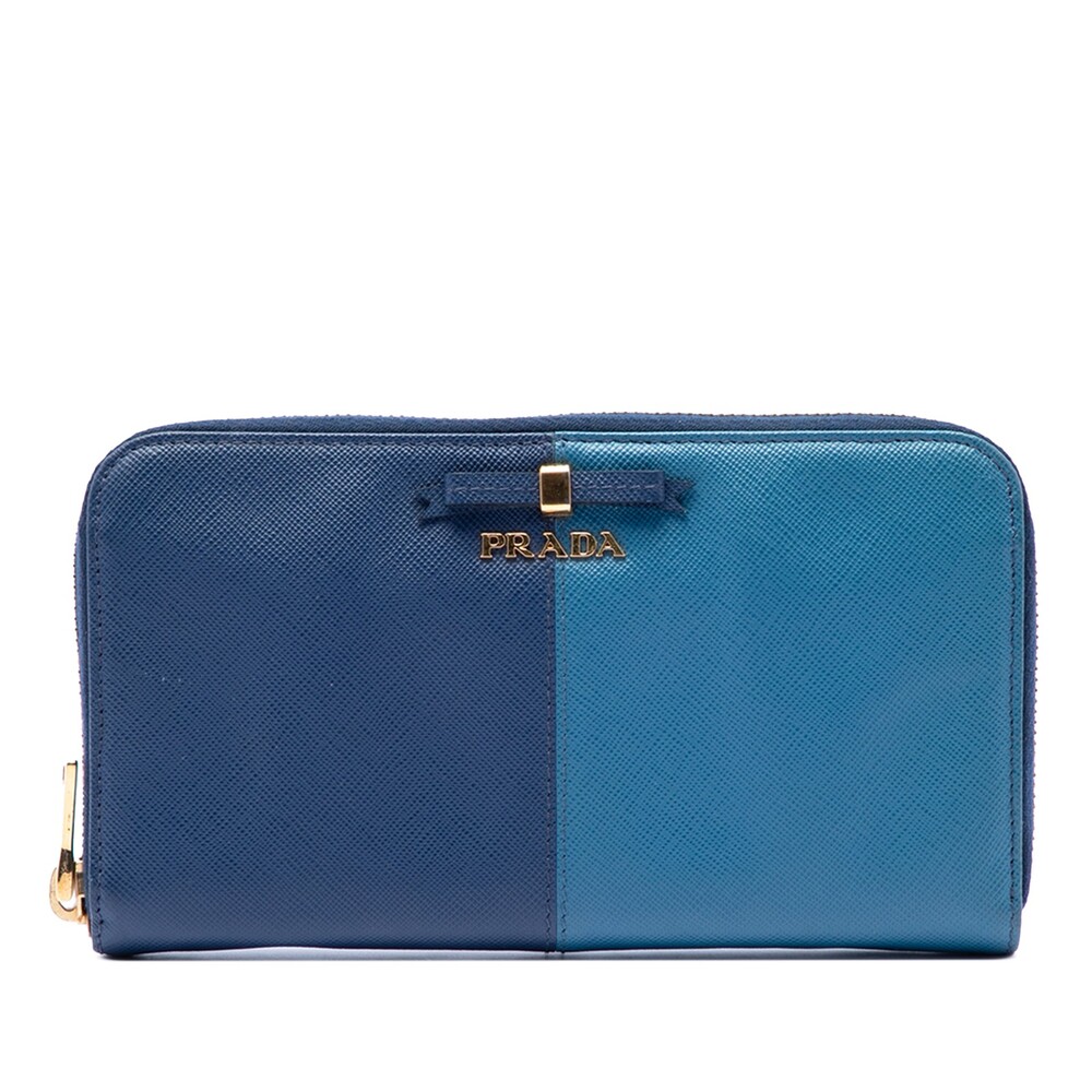 Prada Bicolor Saffiano Bow Zip Long #282699P31B